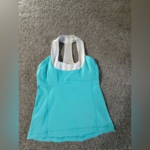 Lululemon Racerback Tank Top Size 10 – Aqua Blue & White